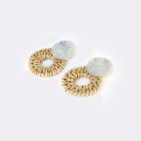 Stylish Weave Round Shaped Pale White Earrings0