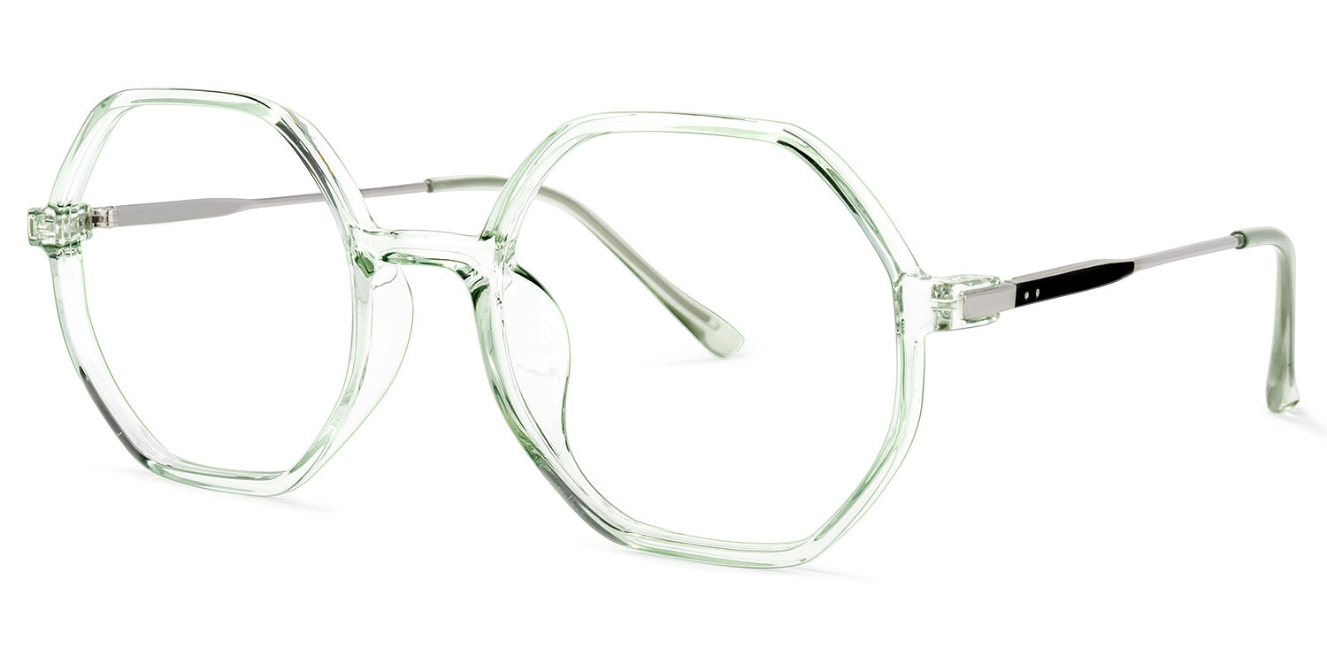 Tanner Geometric Light-Green Glasses | Zeelool Glasses1