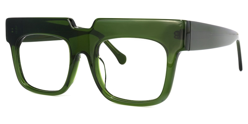 Travis Square Dark-Green Glasses | Zeelool Glasses1