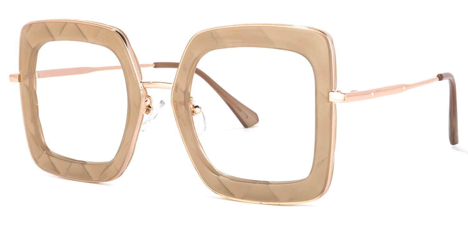 Tucker Square Beige Glasses | Zeelool Glasses1