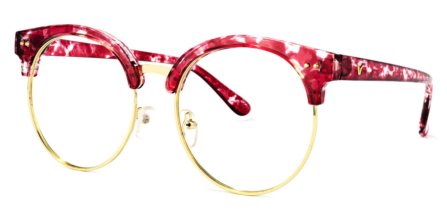 Tatiana Browline Red-Floral Glasses | Zeelool Glasses1