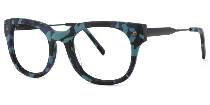 Tatum Round Blue-Camouflage Glasses	  | Zeelool Glasses1