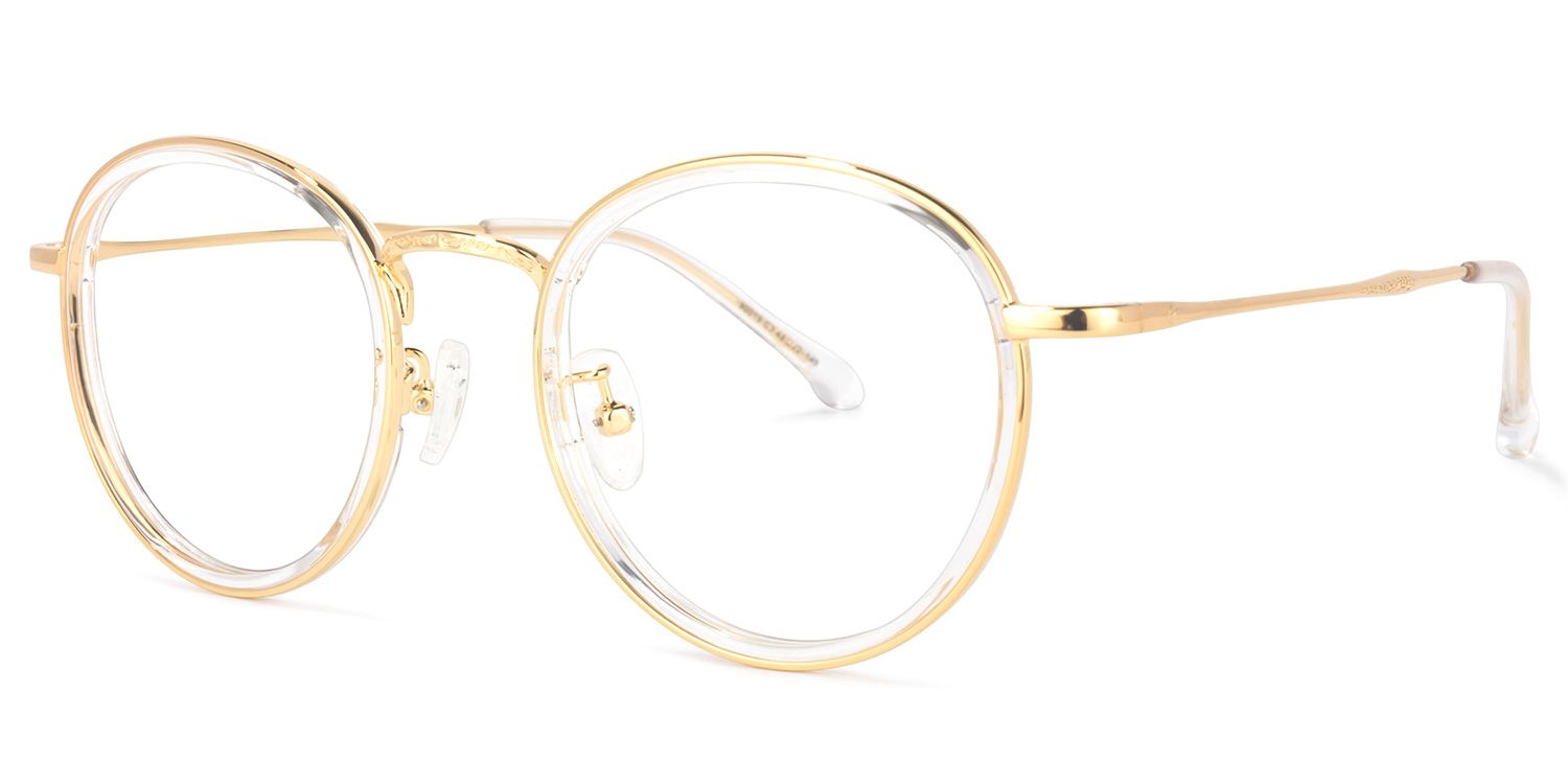 Yahya Round Gold-Clear Glasses | Zeelool Glasses1