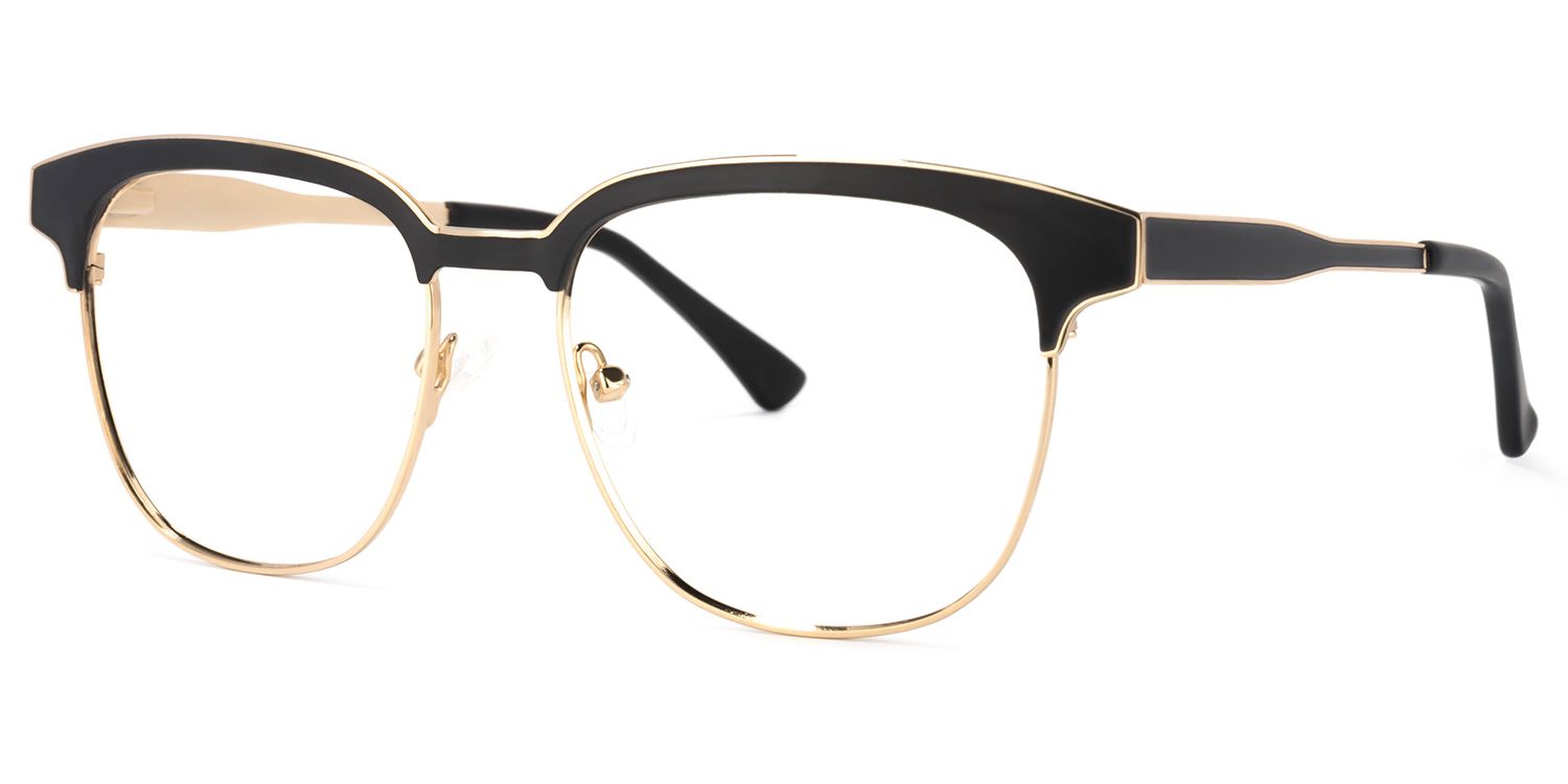 Wren Browline Black-Gold Glasses | Zeelool Glasses1