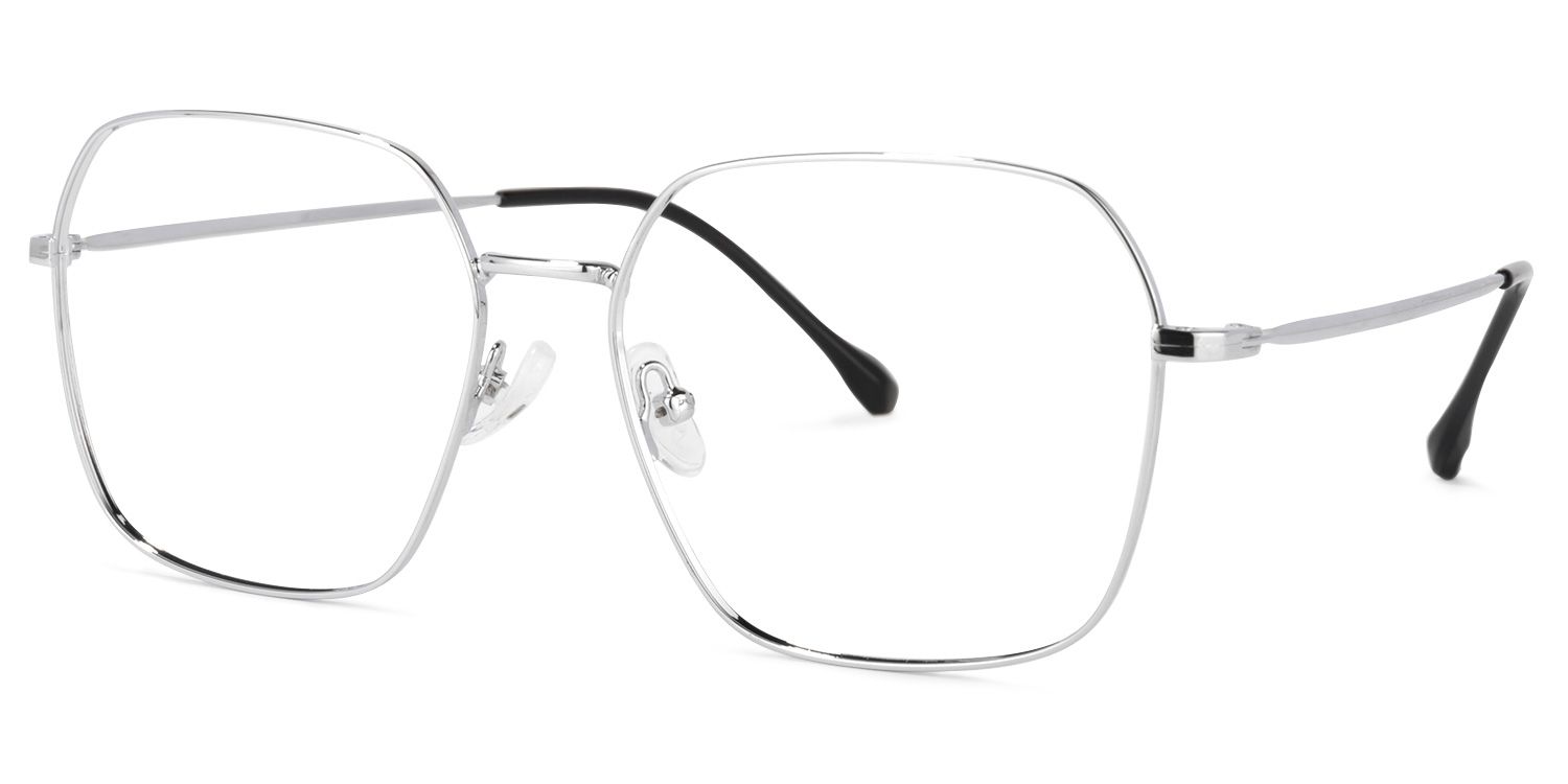 Zander Square Silver Glasses | Zeelool Glasses1