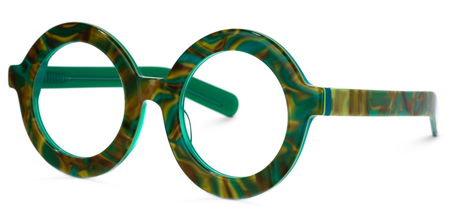 Calhoun Round Green-Floral Glasses | Zeelool Glasses1