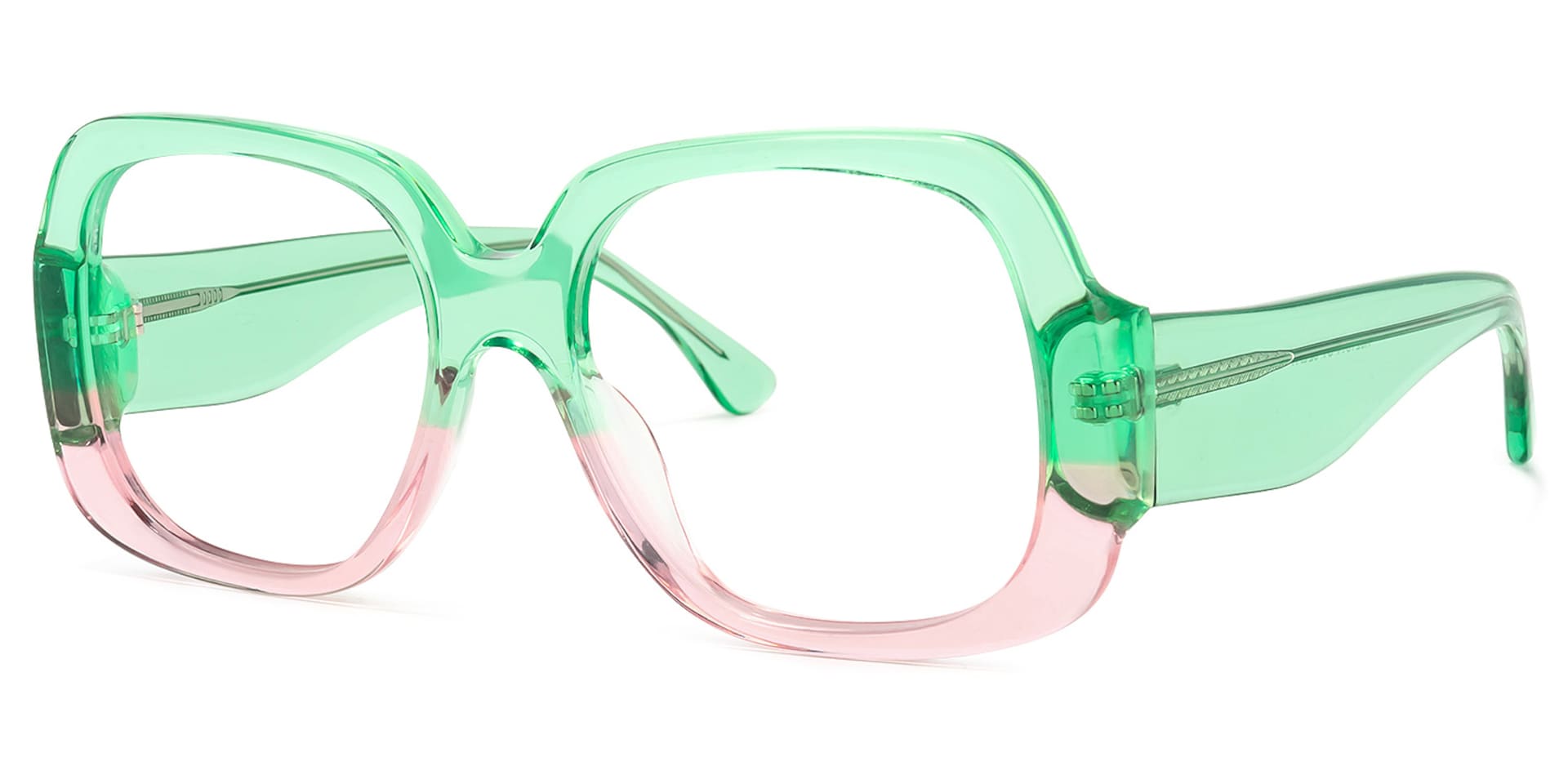 Erkrath Square Green-Pink Glasses | Zeelool Glasses1