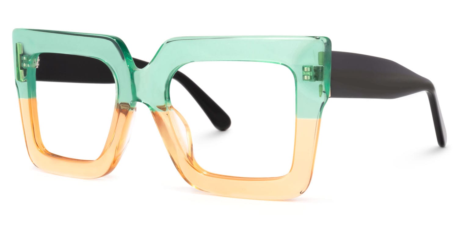 Brandon Square Green-Orange Glasses | Zeelool Glasses