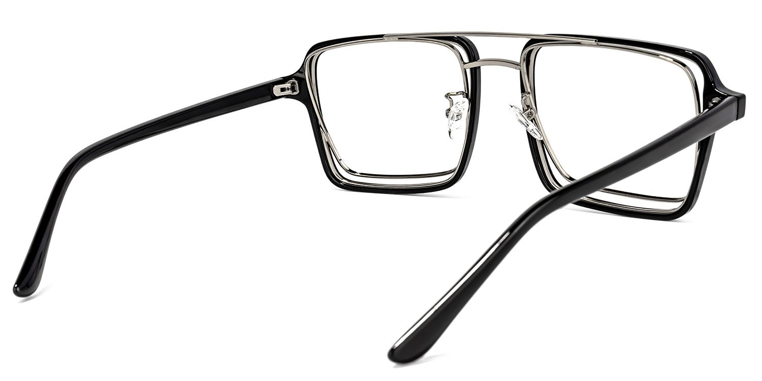 Aviator Black-Silver Glasses | Zeelool Glasses4