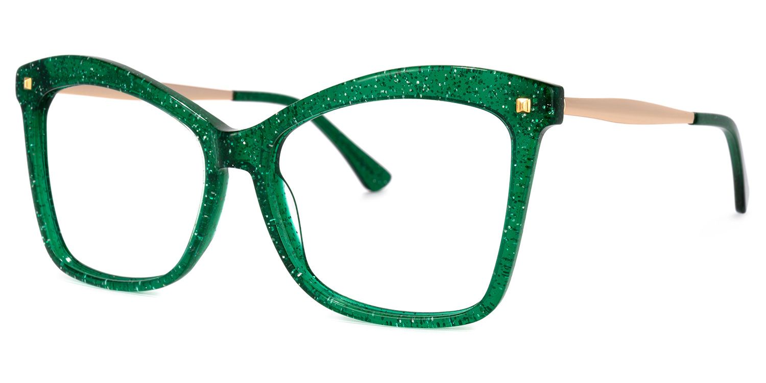 Isaebella Butterfly Green Glitter Frame Glasses for Women1