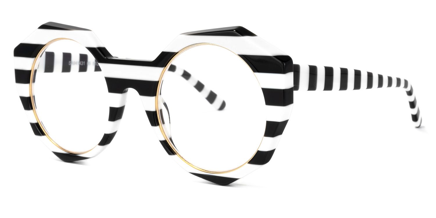Bogar Geometric Black-White Glasses | Zeelool Glasses1