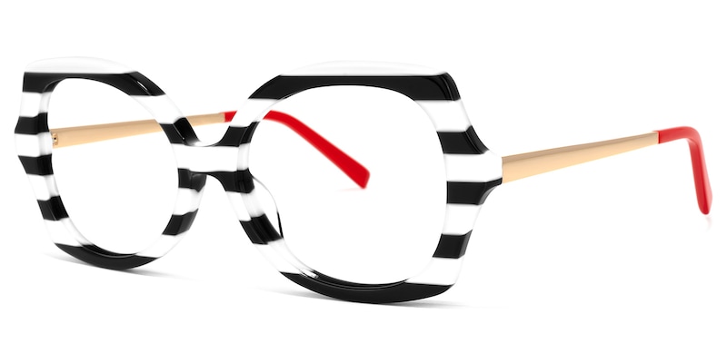 Sugarplum Geometric Black-White Glasses | Zeelool Glasses1