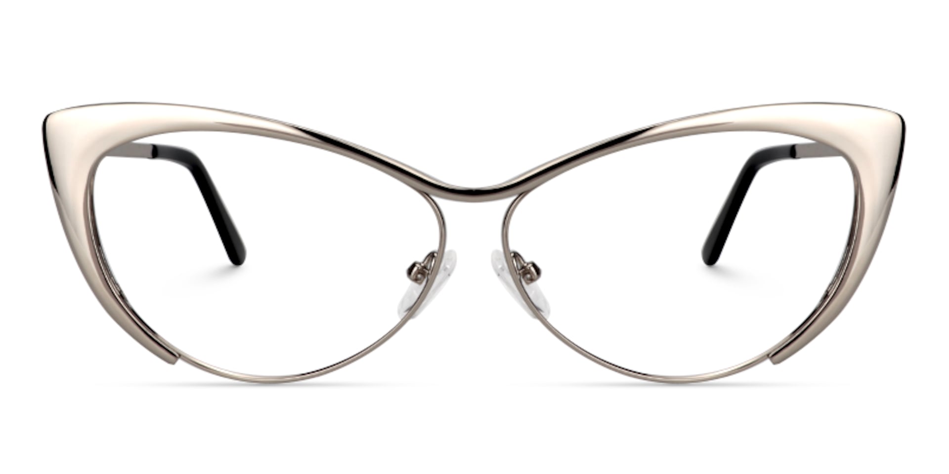 Ellen Cat eye Silver Eyeglasses and Metal Browline Frame0