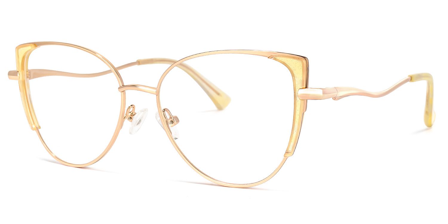 Hawraa Cateye Yellow Glasses | Zeelool Glasses1