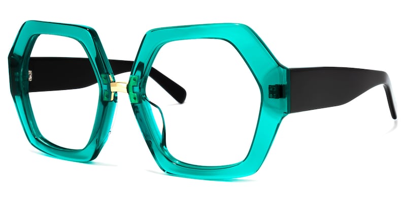 Otero Geometric Peacock-Blue Glasses | Zeelool Glasses1