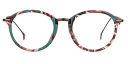 Anemone Round Green-Floral Glasses0
