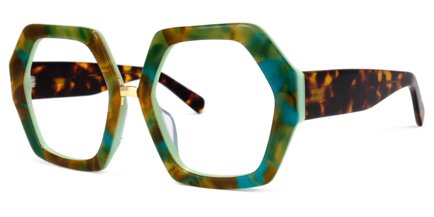 Otero Geometric Green-Yellow Glasses | Zeelool Glasses1