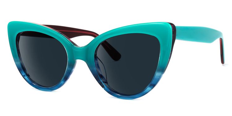 Claudette Cat Eye Blue-Green Sunglasses