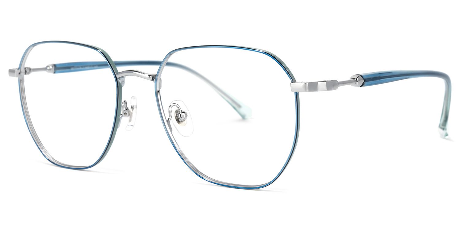 Veronica Geometric Blue Glasses | Zeelool Glasses1