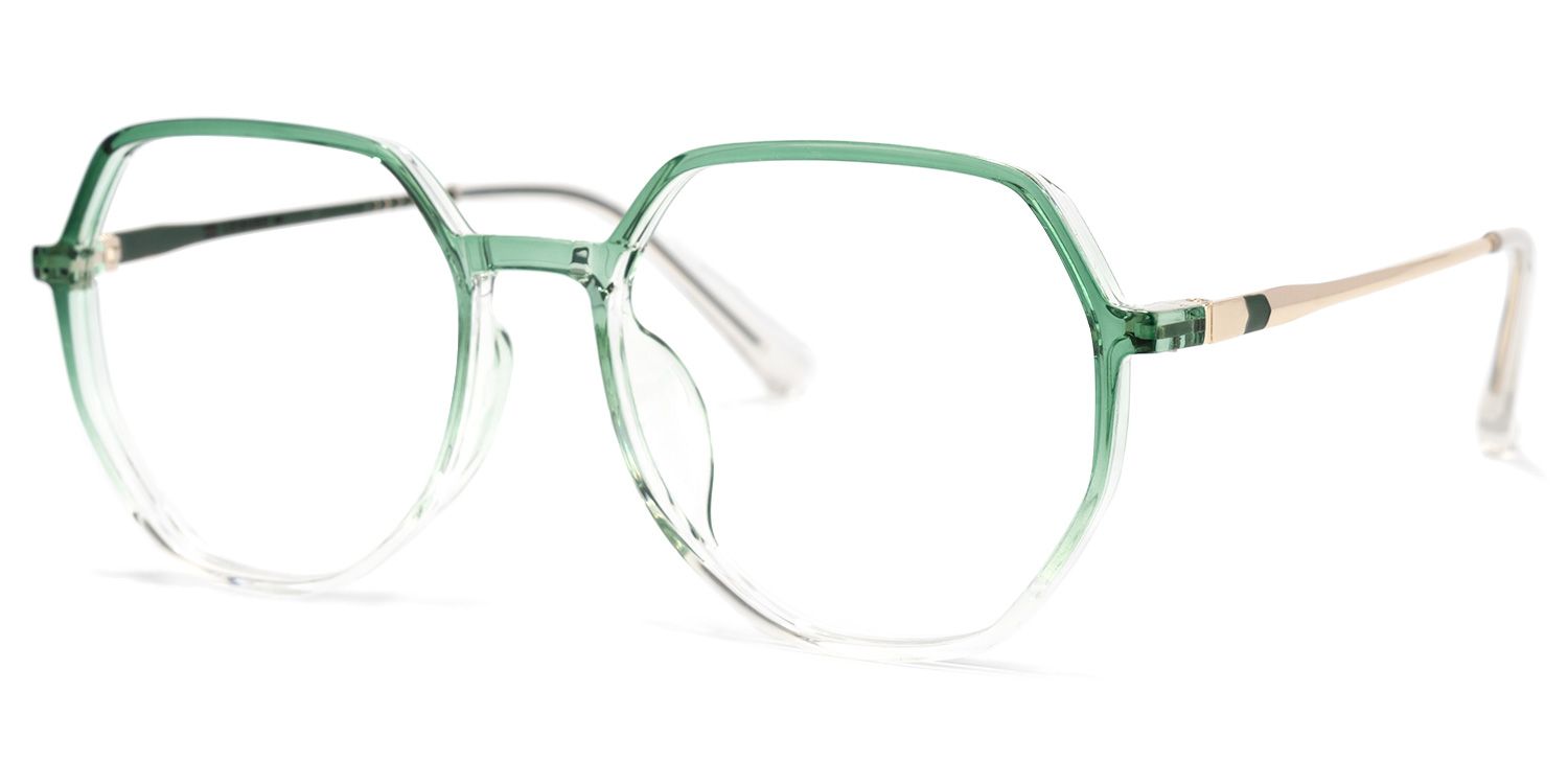 Gonzalez Geometric Green Glasses | Zeelool Glasses1