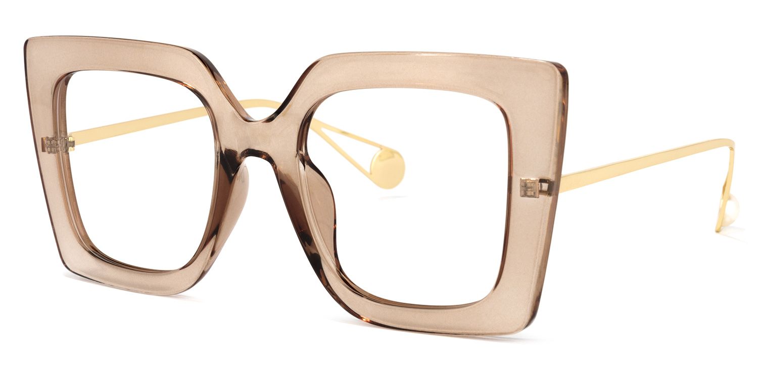 Qatar Square Champagne Eyeglasses and Thick Frames