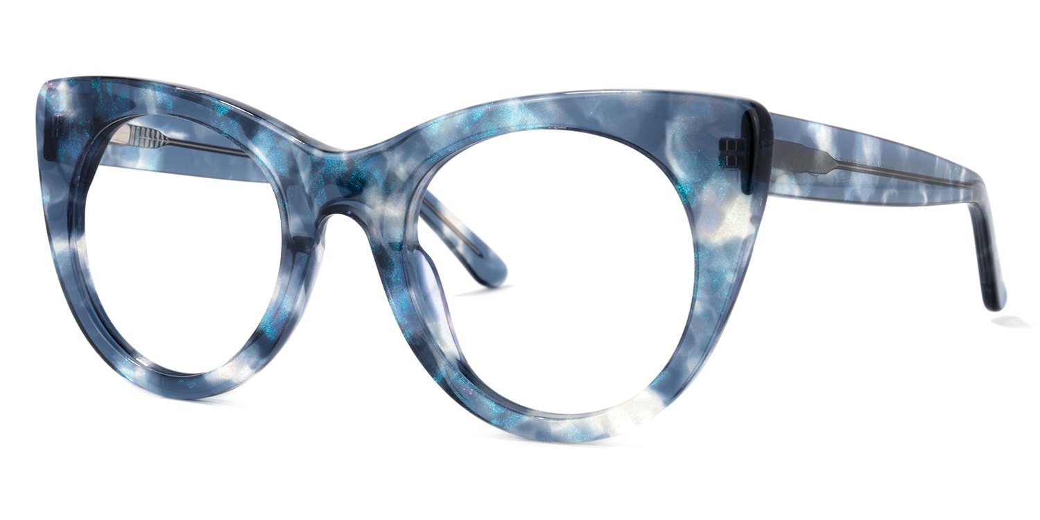 Starry Cateye Blue Glasses1