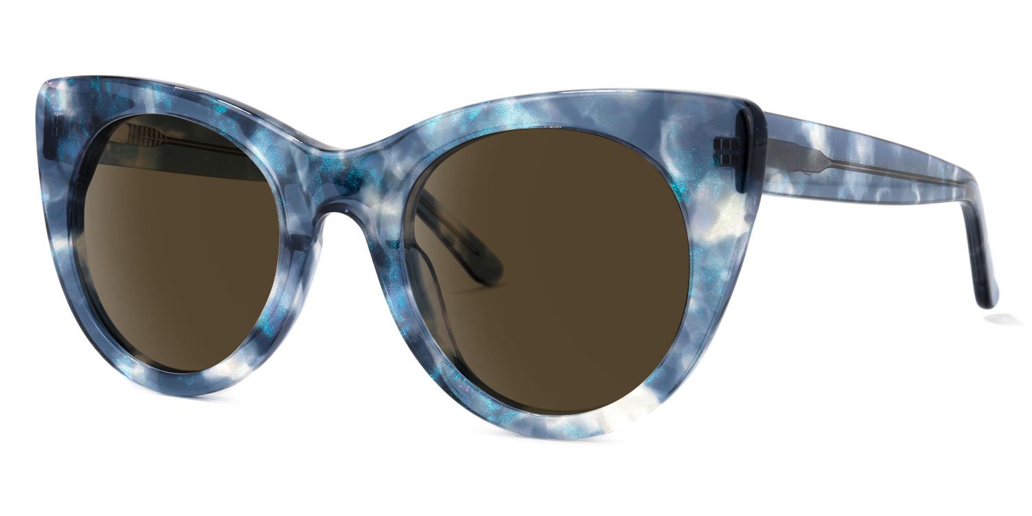 Starry Cat Eye Blue Frame Sunglasses Online Sale | ZEELOOL1