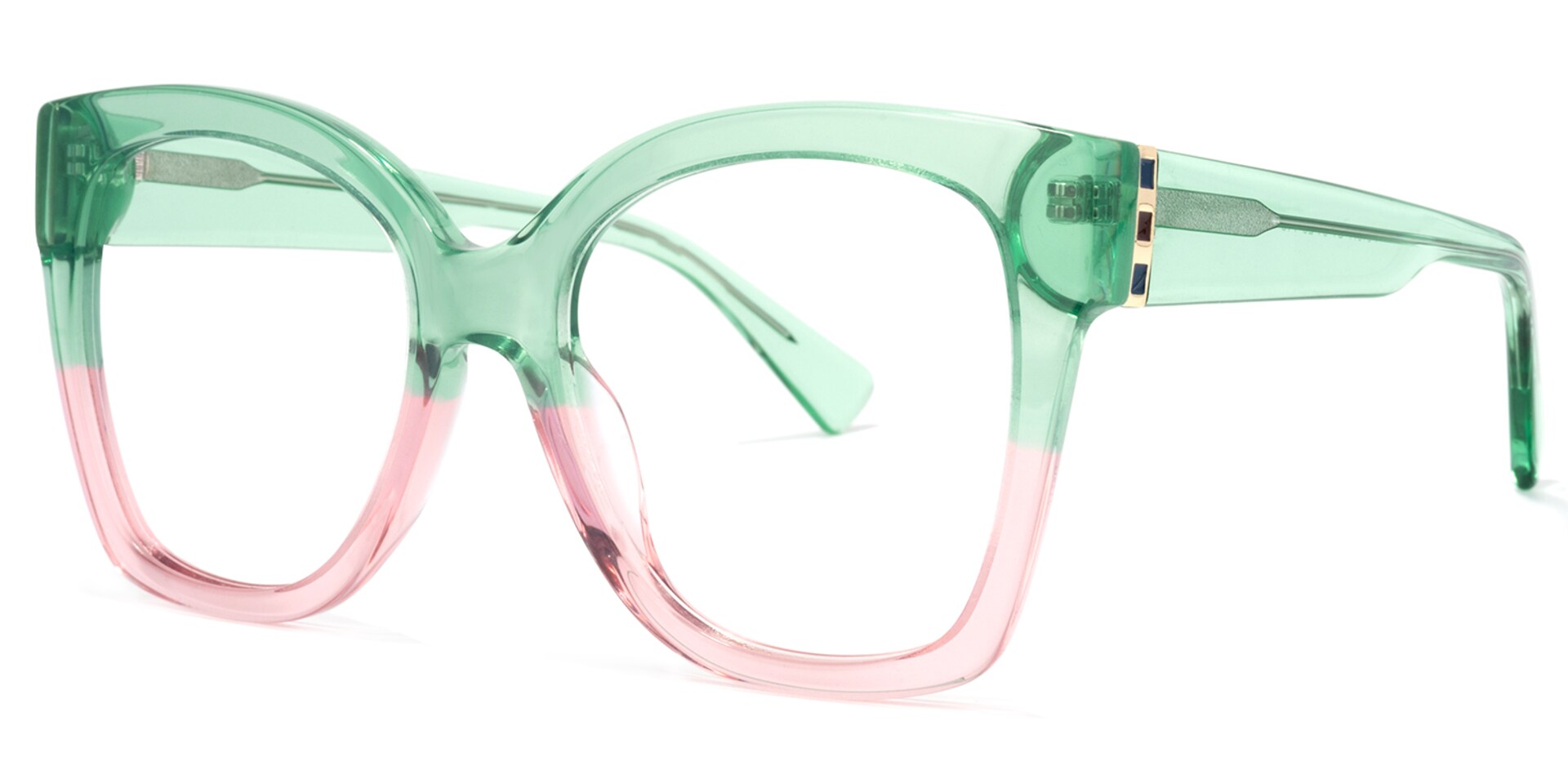 Tyson Square Green-Pink Glasses | Zeelool Glasses1