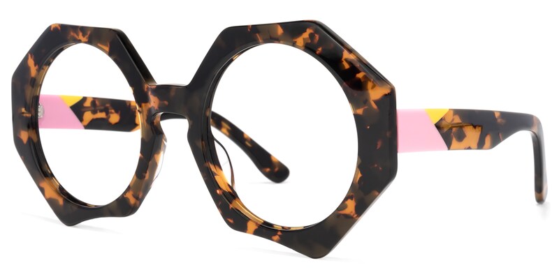 Hugh Geometric Tortoise-Gold Glasses | Zeelool Glasses2