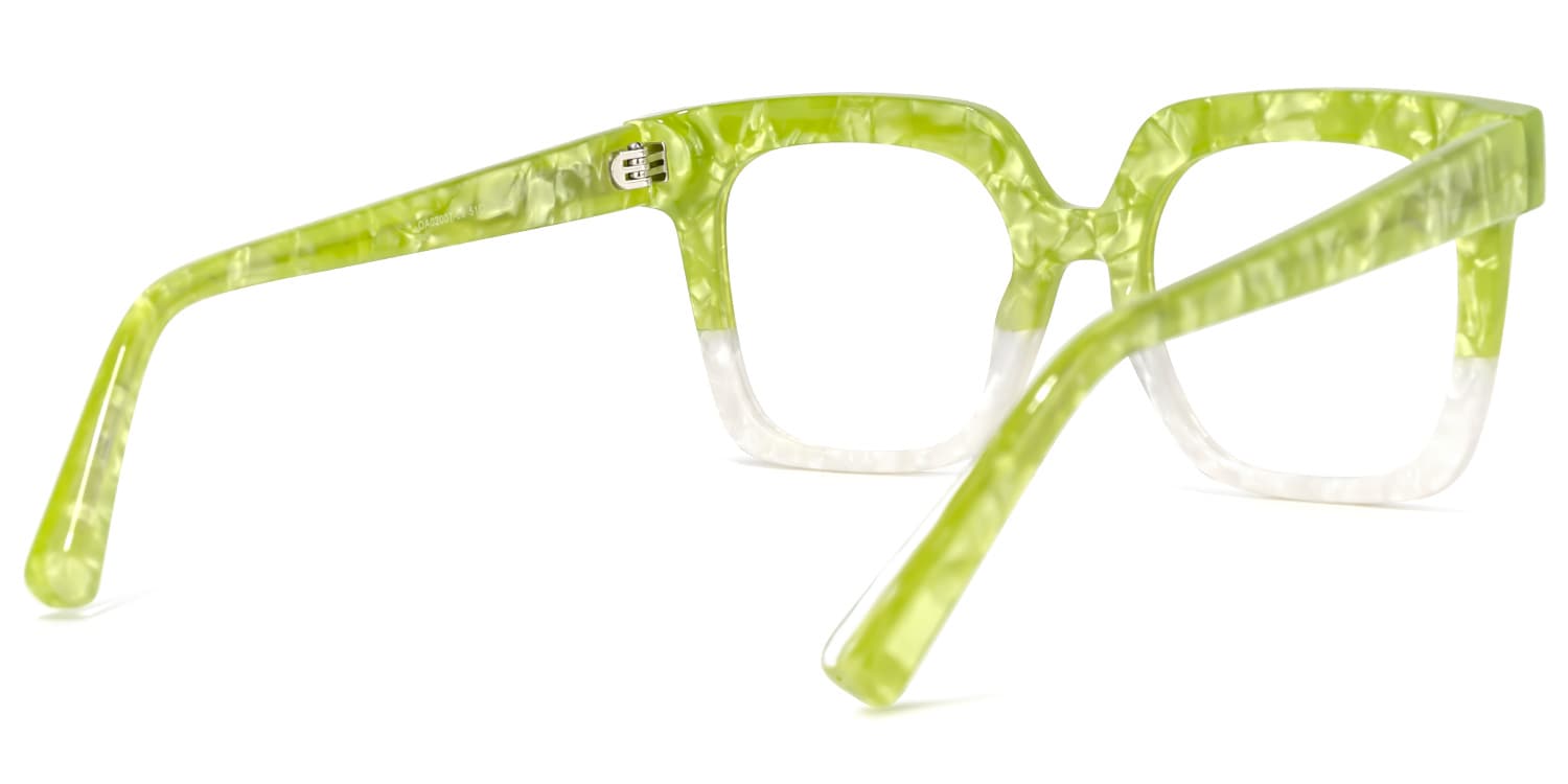 Dexter Square Green-White Glasses | Zeelool Glasses