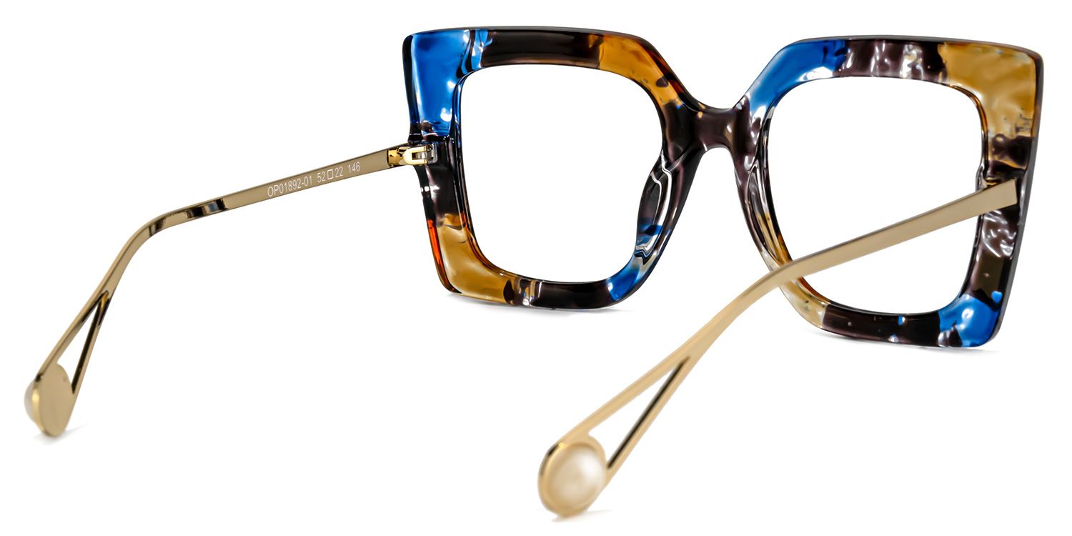Qatar Square Blue/Black Eyeglasses & Floral Thick Frames3