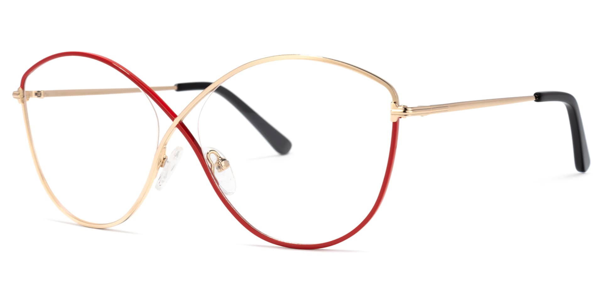 Garcia Geometric Red-Gold Glasses | Zeelool Glasses1