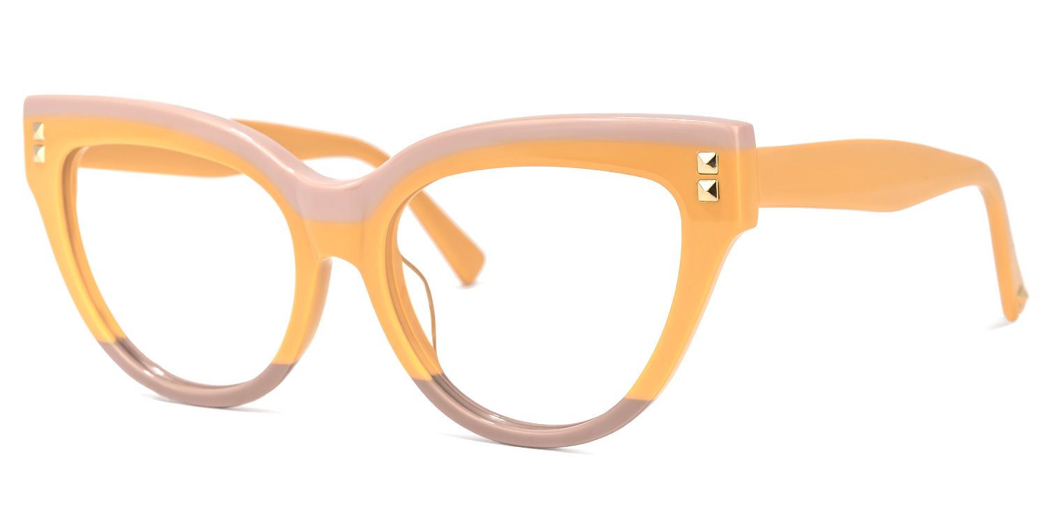 Cascata Cateye Earthy-Yellow Glasses | Zeelool Glasses1