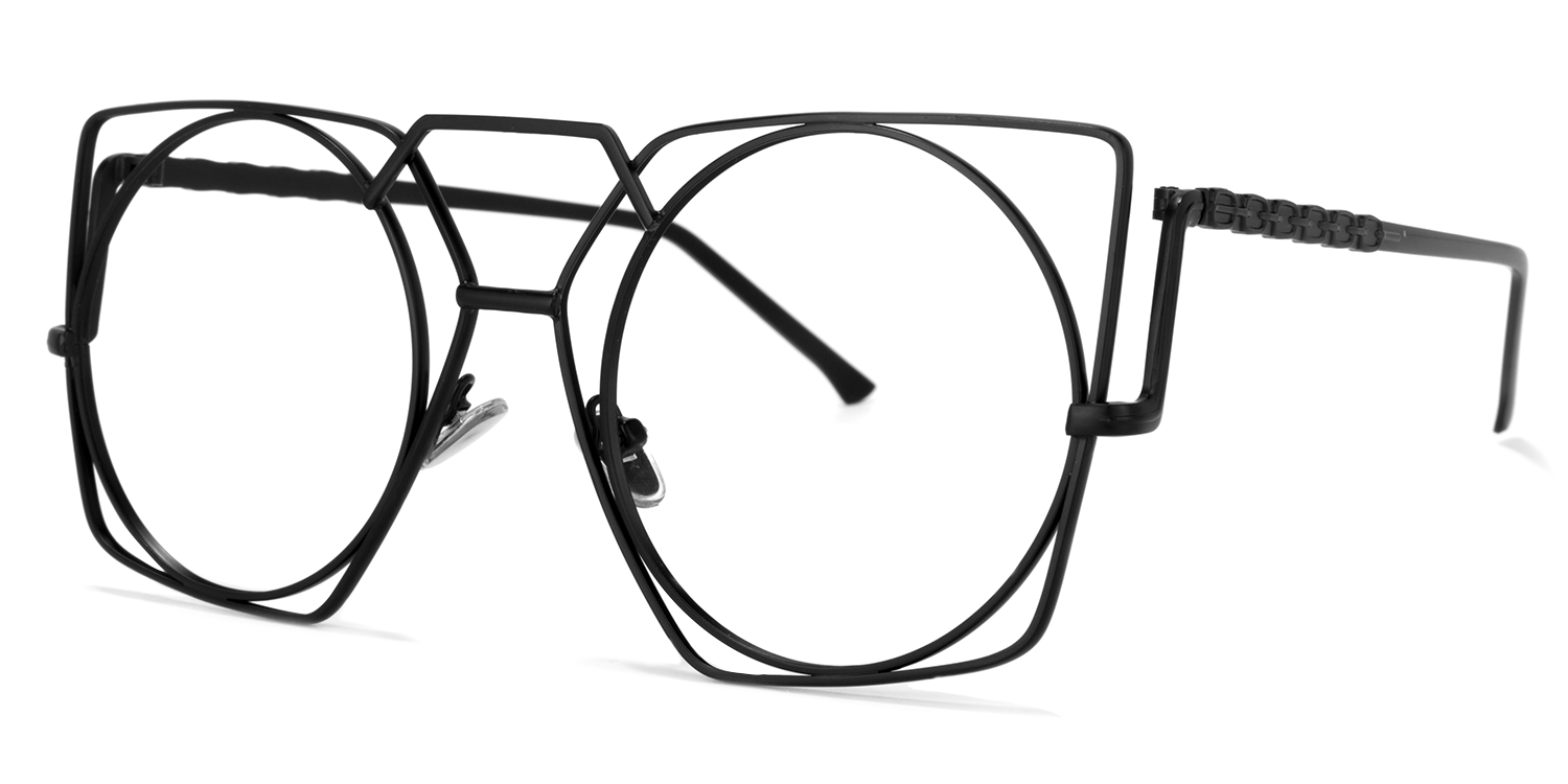 Evette Geometric Black Glasses | Zeelool Glasses1