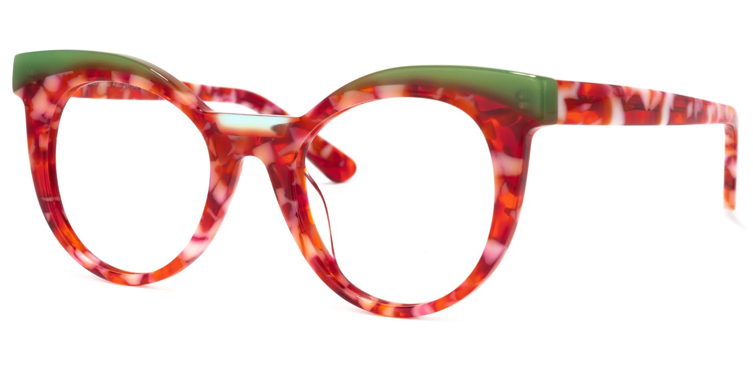 Lismary Cateye Red-Floral Glasses | Zeelool Glasses1