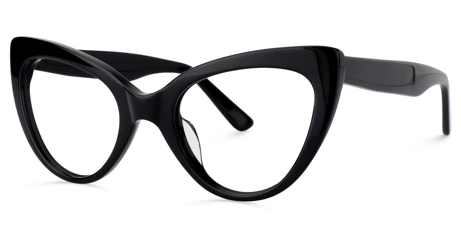 Claudette Cat Eye Pure Black Frame Glasses | Zeelool1