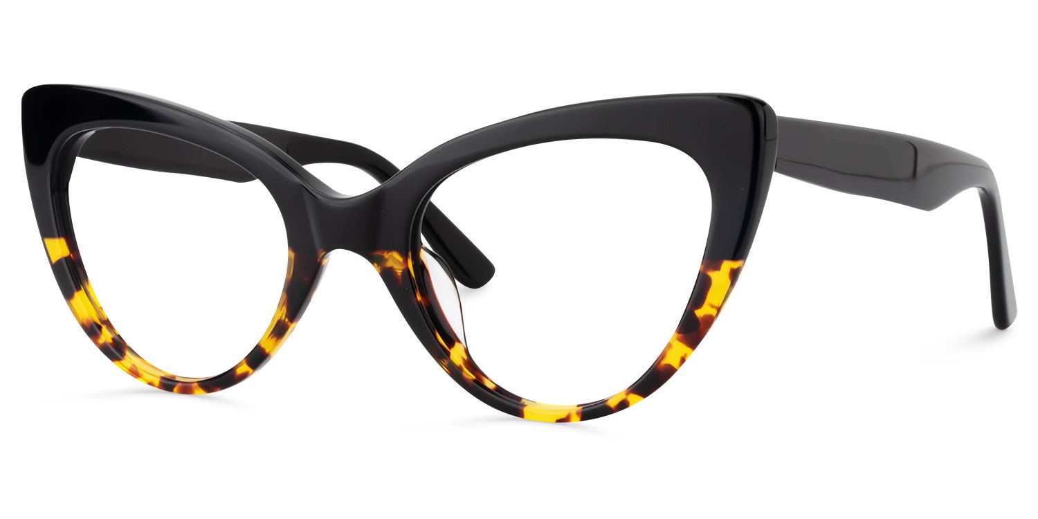 Claudette Cat Eye Glasses with Yellow Tortoise Frames1
