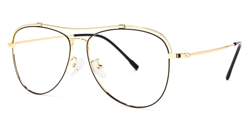 Terica Aviator Black-Gold Glasses | Zeelool Glasses1