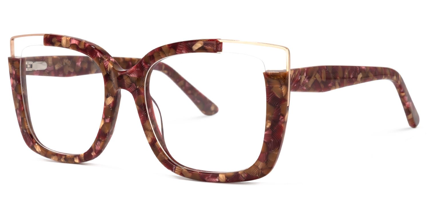 Dortch Square Dark Red-Floral Frames Glasses for Women1