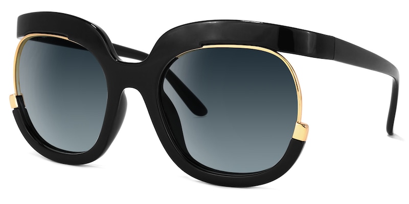 Darice Round Black Sunglasses | Zeelool Glasses1