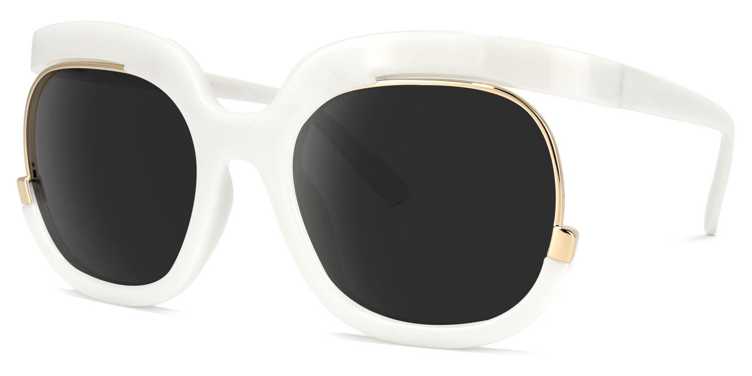 Darice Round White Sunglasses | Zeelool Glasses1