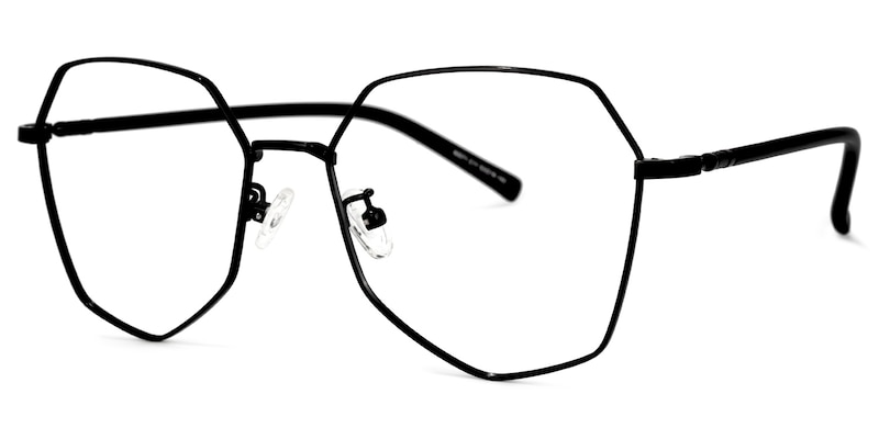 Crumpton Geometric Black Glasses | Zeelool Glasses1