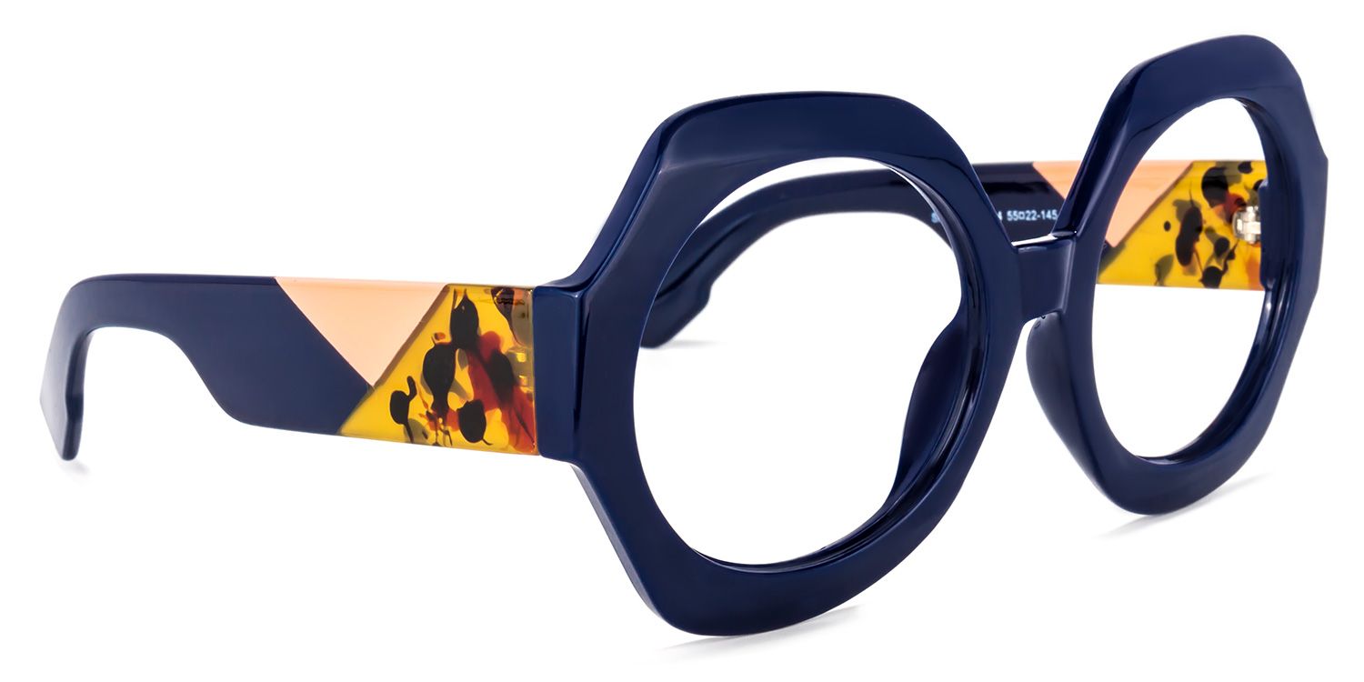Geoffrey Geometric Dark-Blue Glasses | Zeelool Glasses2