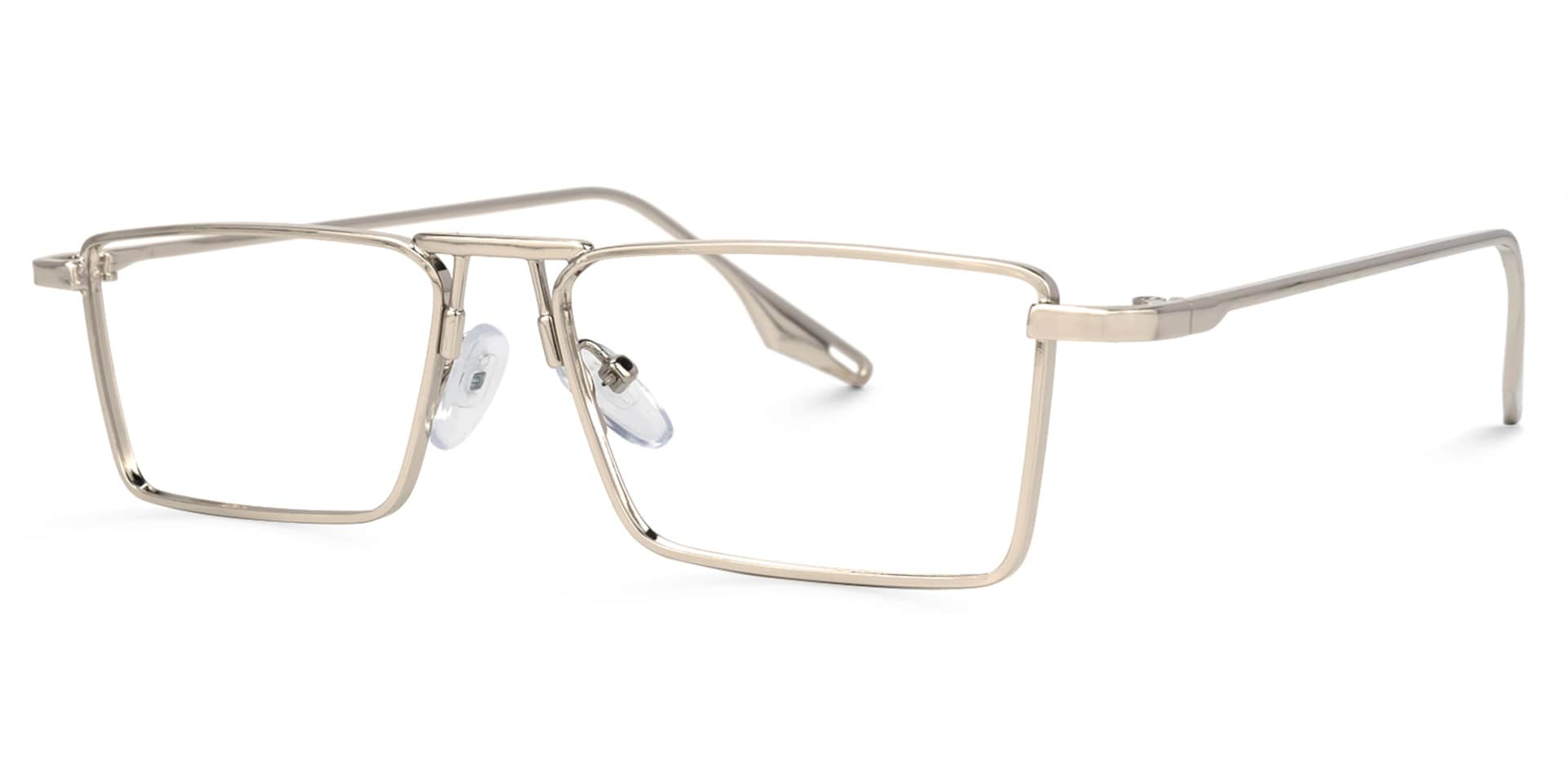 Mallet Rectangle Silver Glasses | Zeelool Glasses1