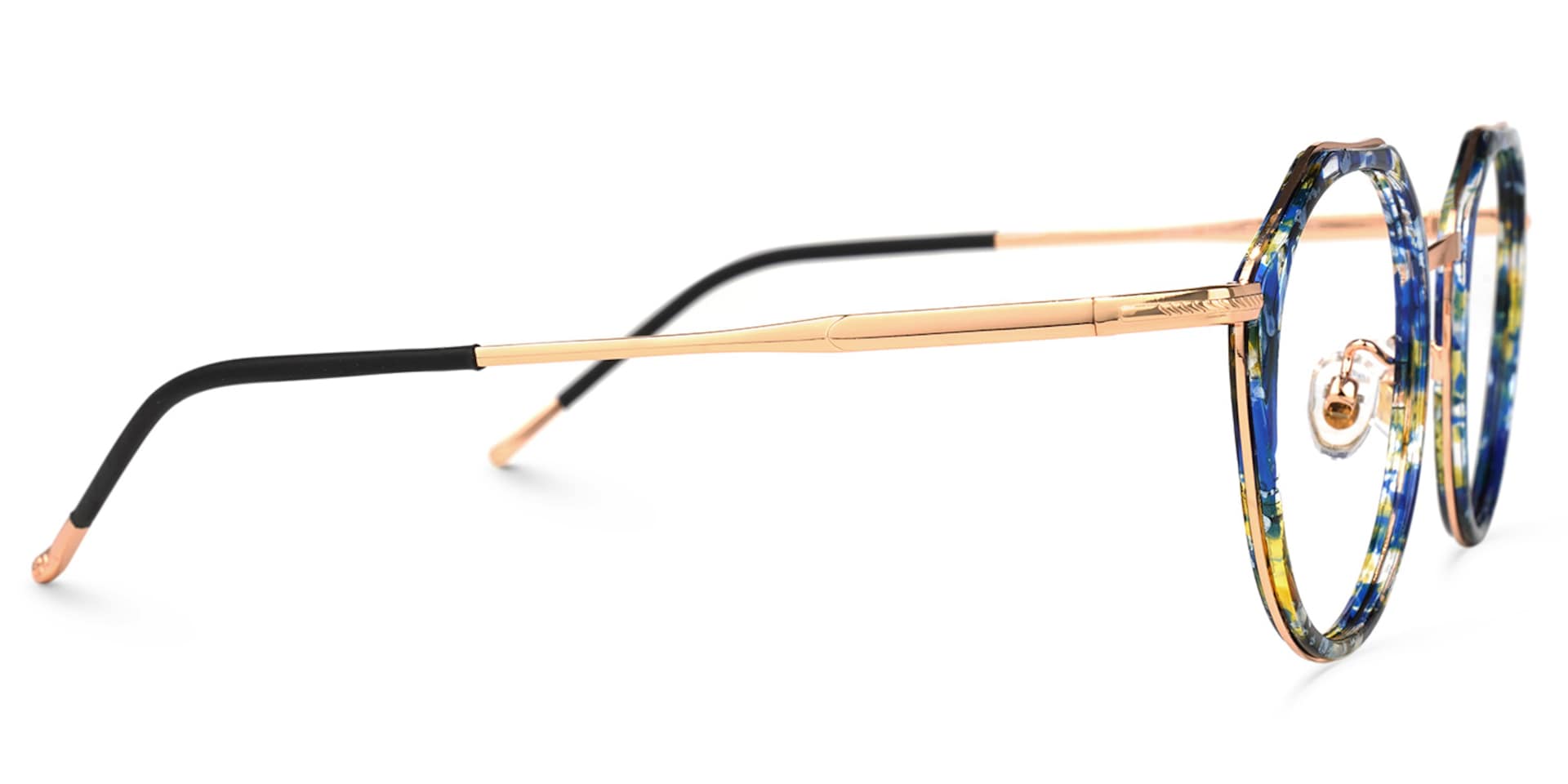 Gentry Geometric Blue-Floral Glasses | Zeelool Glasses2