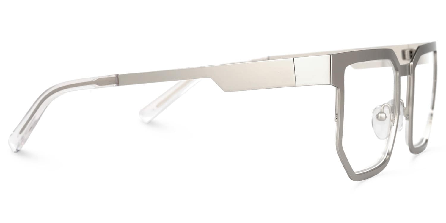 エルセーヌ　NO.700S Barber Geometric Silver Glasses | Zeelool Glasses