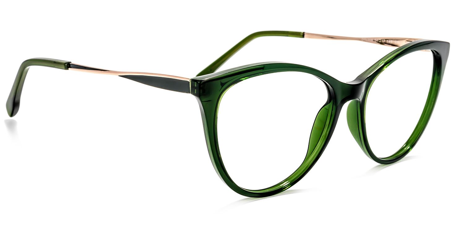 Frances Cateye Dark-Green Glasses | Zeelool Glasses1