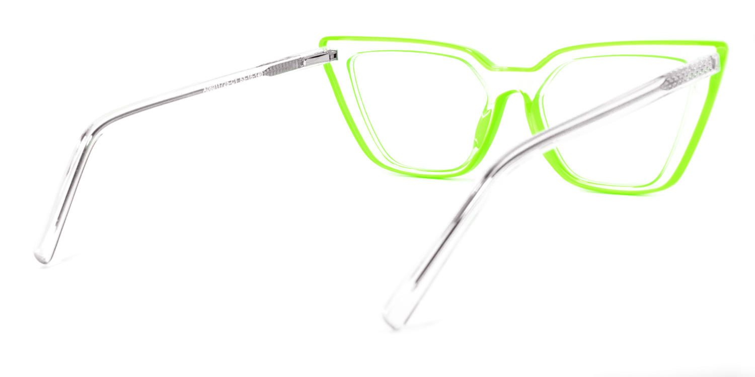 Zeelool Lime Green Cat Eye Glasses & Cyberpunk Frame3