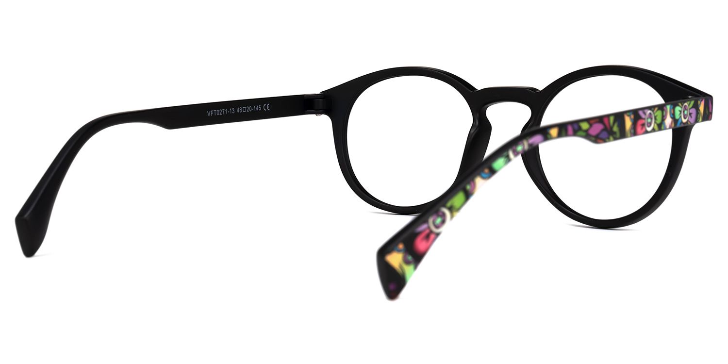 Street-Artist Round Purple-Floral Glasses | Zeelool Glasses3