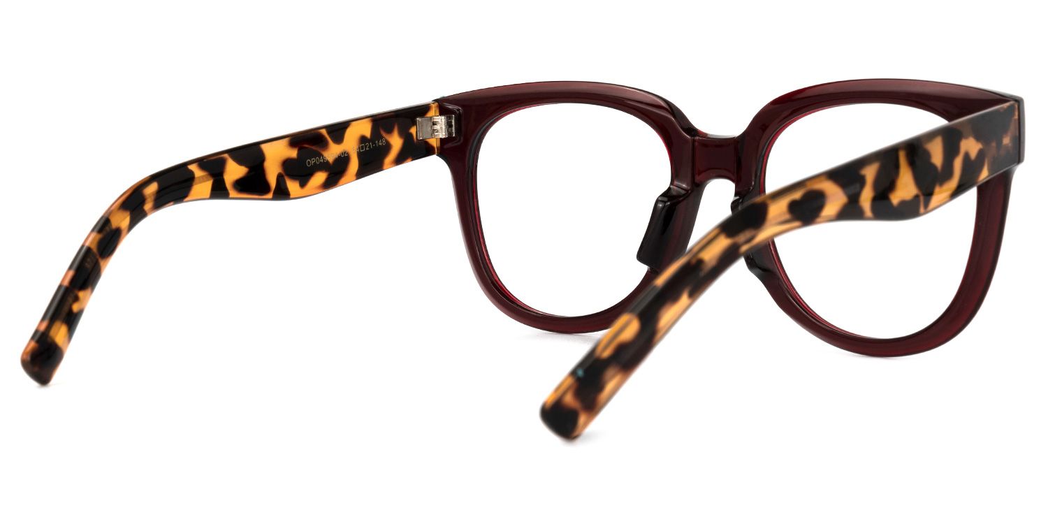 Harrell Square Dark-Red Glasses | Zeelool Glasses3